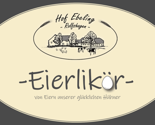 Grafikbeispiel für ein Eierlikör-Etikett mit Hof-Bild