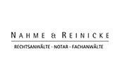 Kundenlogo für Anwaltskanzlei Nahme & Reinicke, schwarzer Schriftzug auf Trennlinie.