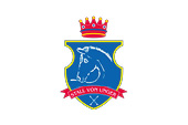 Kundenlogo blaues Wappen mit Pferdekopf und Krone darüber