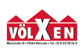 Kundenlogo, Schriftzug in roter Häusergrafik