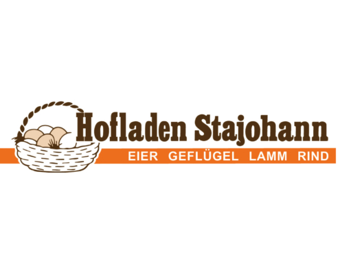 Kundenlogo eines landwirtschaftlichen Unternehmens mit Abbildung Eier im Korb